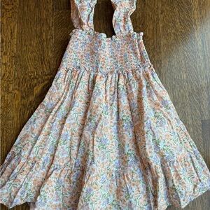 Janie and Jack Floral Dress - Peach and Green